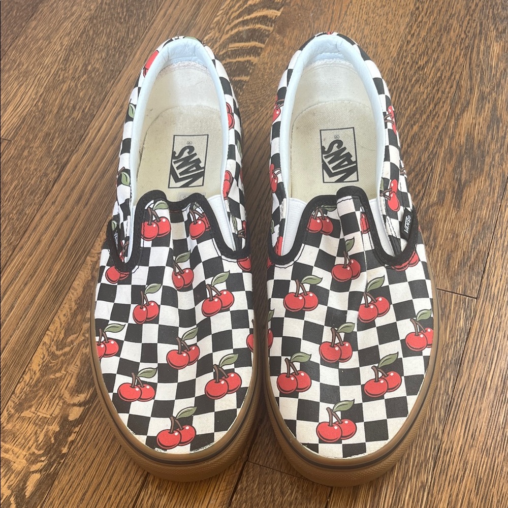 Used Vans Cherry Checkered Slip-On Sneakers size 11